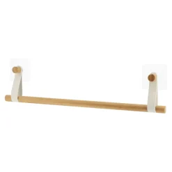 PORTE SERVIETTES 1 BARRE AVEC LANIERES BLANC BAMBOU