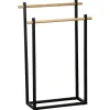 PORTE SERVIETTES METAL RECTANGULAIRE 2 BARRES BAMBOU NOIR