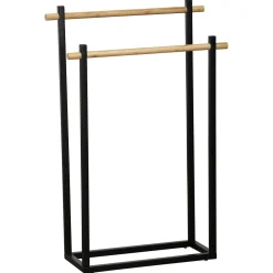 PORTE SERVIETTES METAL RECTANGULAIRE 2 BARRES BAMBOU NOIR