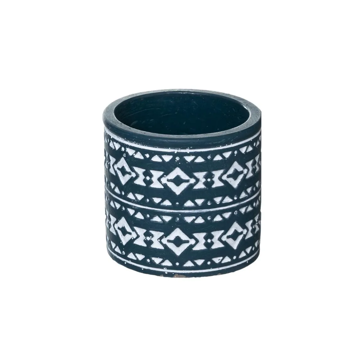 POT CIMENT HACIENDA TERRACOTTA OU BLEU D.8X7.5CM