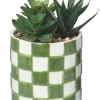 POT FLEUR ARTIFICIELLE DAMIER DOLOMITE VERT 10X10X16CM