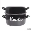 POT MOULES EMAIL  5L INTERIEUR 24CM  EXTERIEUR 26CM NOIR