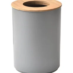 POUBELLE AVEC COUVERCLE BAMBOU 5L GRIS