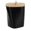 POUBELLE DESIGN COUVERCLE BAMBOU 6L NOIR