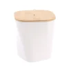 POUBELLE DESIGN COUVERCLE BAMBOU 2.3L BLANC