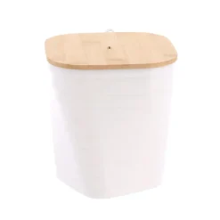 POUBELLE DESIGN COUVERCLE BAMBOU 2.3L BLANC