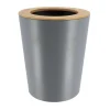 POUBELLE METAL EVASEE COUVERCLE BAMBOU 5L GRIS