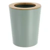 POUBELLE METAL EVASEE COUVERCLE BAMBOU 5L VERT EUCALYPTUS