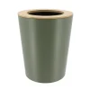 POUBELLE METAL EVASEE COUVERCLE BAMBOU 5L KAKI