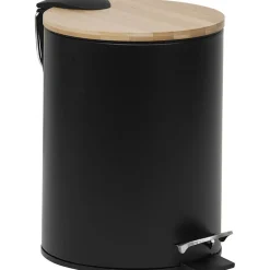 POUBELLE METAL FREIN DE CHUTE 3L NOIR BAMBOU