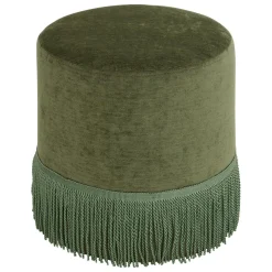 POUF CHENILLE ALANYA VERT KAKI D.37.5X37.8CM