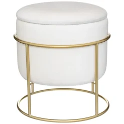 POUF COFFRE VELOURS ELIANE IVOIRE