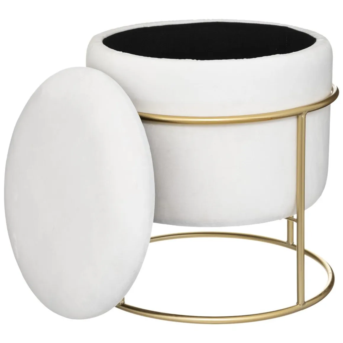 POUF COFFRE VELOURS ELIANE IVOIRE