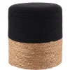 POUF MATIERE NATURELLE COTON BOIS NATUREL NOIR