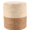 POUF MATIERE NATURELLE MAIS BOIS NATUREL BLANC