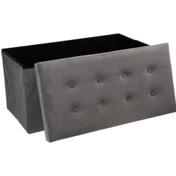 POUF PLIABLE DOUBLE VELOURS GRIS LYSANDRE
