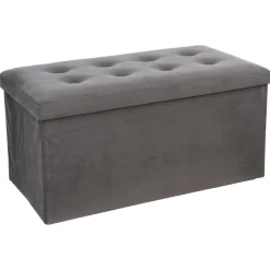 POUF PLIABLE DOUBLE VELOURS GRIS LYSANDRE