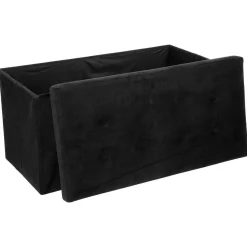 POUF PLIABLE DOUBLE VELOURS NOIR LYSANDRE
