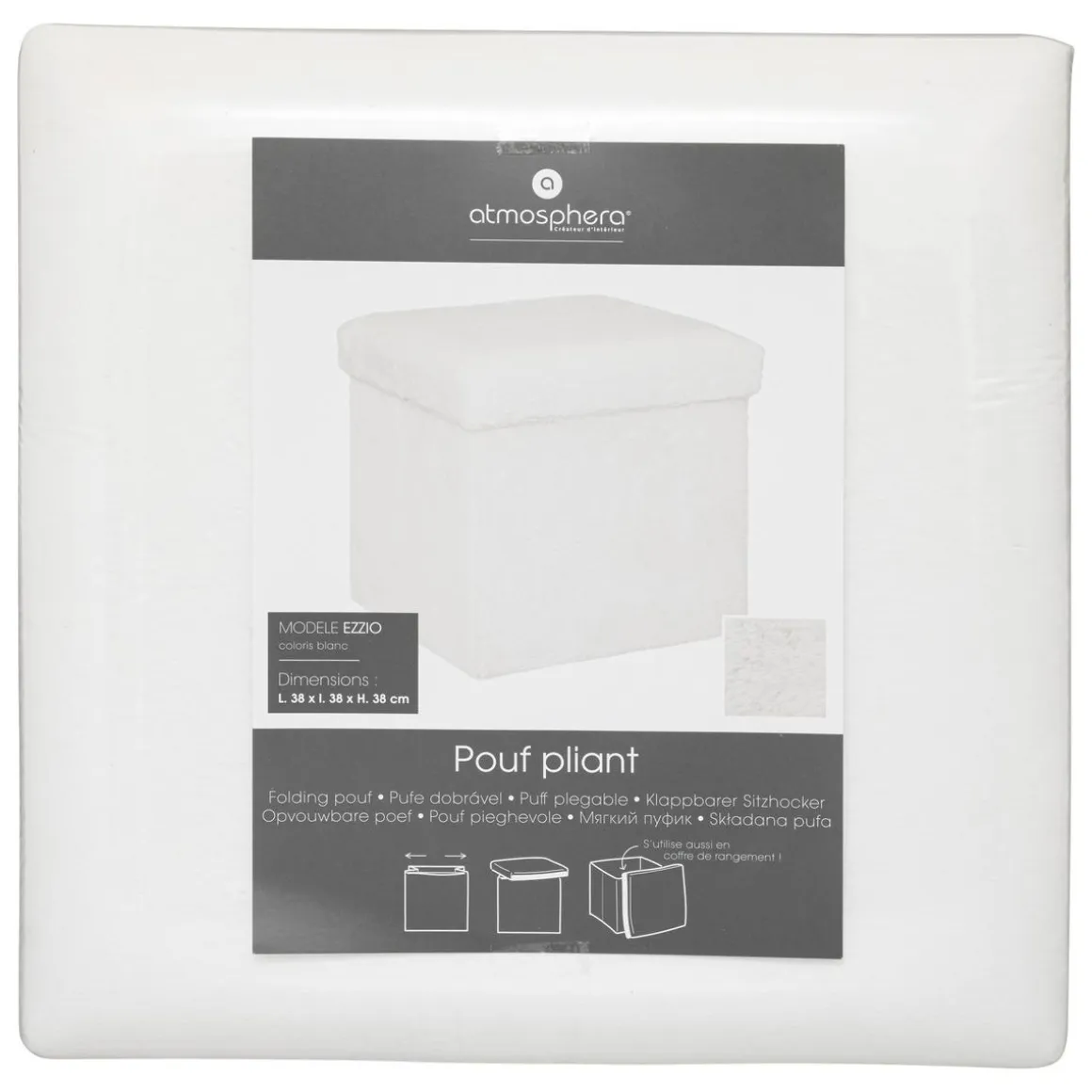 POUF PLIABLE FOURRURE EZZIO BLANC
