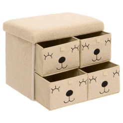 POUF PLIABLE 4 TIROIRS BOUCLETTE EZZIO