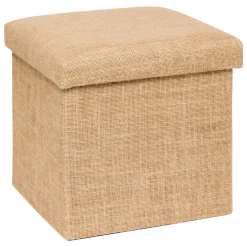 POUF PLIANT EFFET TOILE DE JUTE 31X31CM