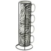 RACK 4 MUGS FLORAL GREEN 24CL