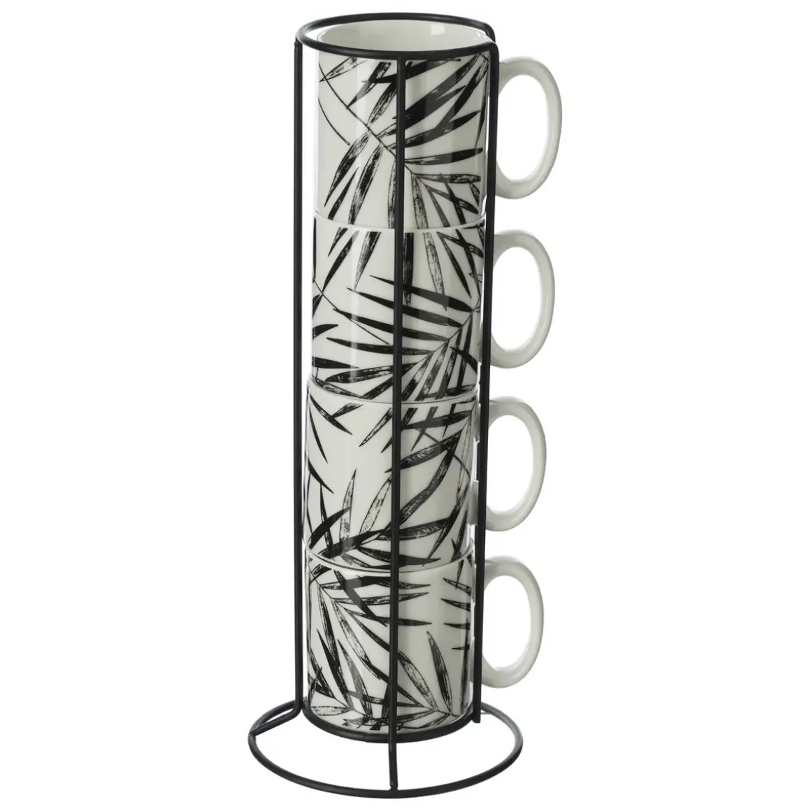 RACK 4 MUGS FLORAL GREEN 24CL