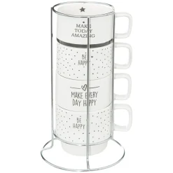 RACK 4 MUGS HAPPY 22CL