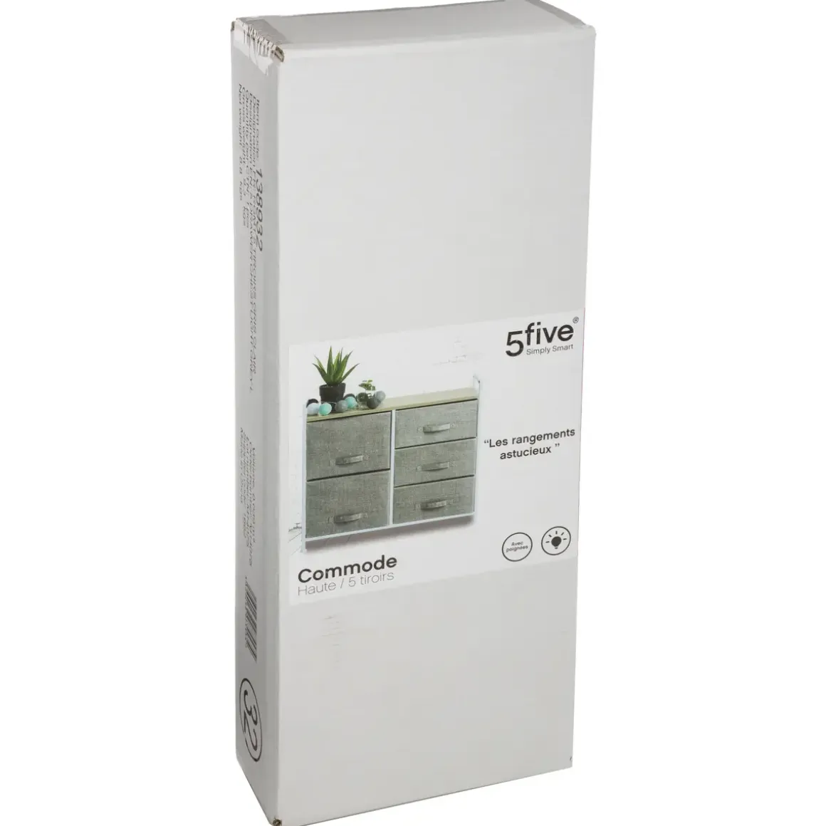 RANGEMENT 5 TIROIRS GRIS CLAIR