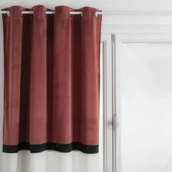 RIDEAU A OEILLETS HOTEL TERRACOTA ET BLANC 140X260CM