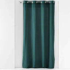 RIDEAU A OEILLETS 135X240CM COTON LAVE LINETTE PETROLE