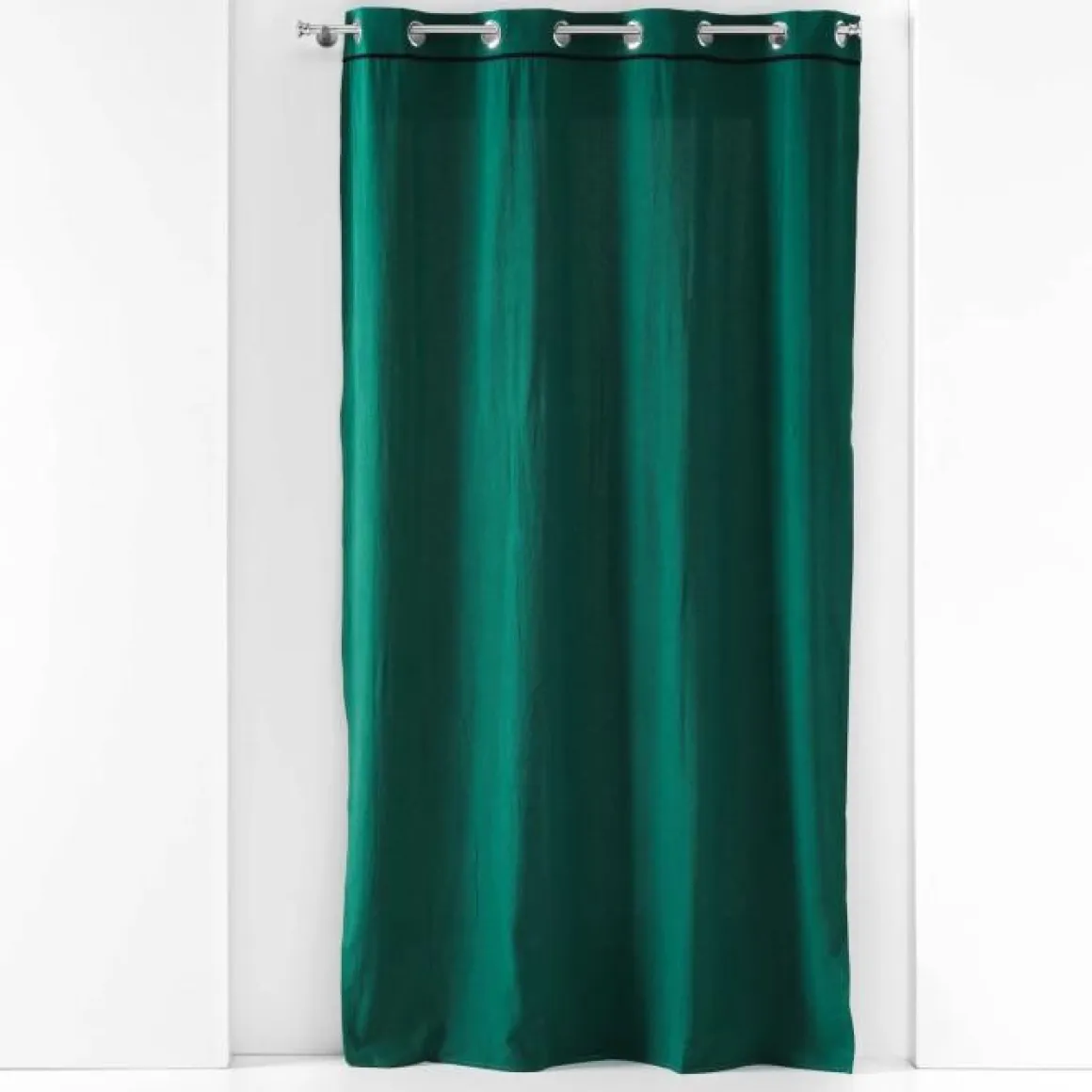 RIDEAU A OEILLETS 135X240CM COTON LAVE LINETTE EMERAUDE