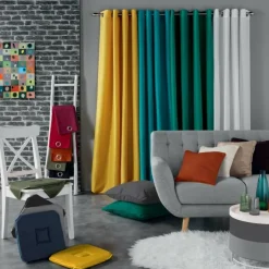 RIDEAU A OEILLETS 140X240CM COTON UNI PANAMA BORDEAUX