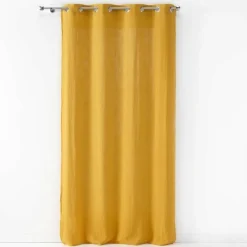 RIDEAU A OEILLETS 135X240CM GAZE DE COTON ANGELIA JAUNE