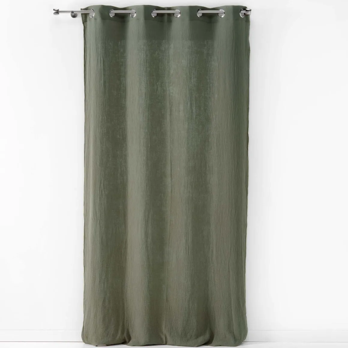 RIDEAU A OEILLETS 135X240CM GAZE DE COTON ANGELIA KAKI