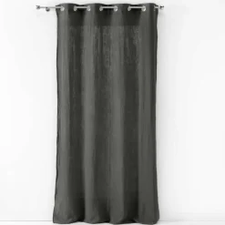 RIDEAU A OEILLETS 135X240CM GAZE DE COTON ANGELIA ANTHRACITE