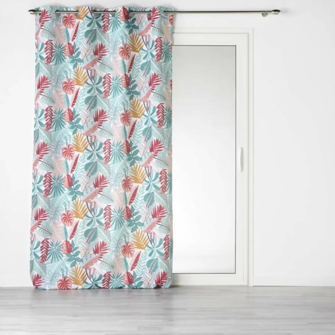 RIDEAU A OEILLETS 140X260CM IMPRIME JACALA BLANC