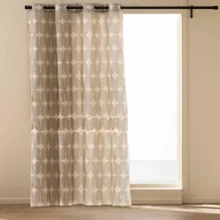RIDEAU A OEILLETS 140X240CM IMPRIME METALLISE ONDINE NOIR