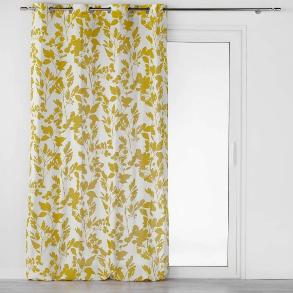RIDEAU A OEILLETS 140X240CM IMPRIME FICUSIA JAUNE