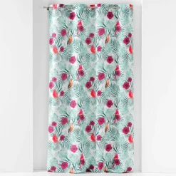 RIDEAU A OEILLETS 140X260CM IMPRIME CARACAS BLANC