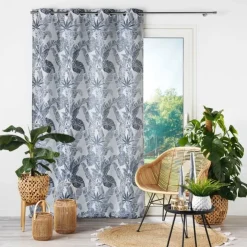RIDEAU A OEILLETS 140X260CM JACQUARD FAGGY BLEU