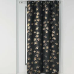 RIDEAU A OEILLETS 135X240CM OCCULT IMP GINKGOLD ANTHRAC OR