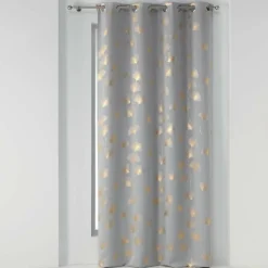 RIDEAU A OEILLETS 135X240CM OCCULT IMP GINKGOLD GRIS OR