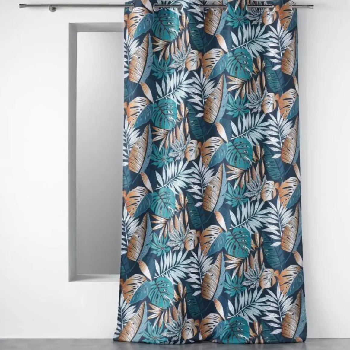 RIDEAU A OEILLETS 140 X 260 CM POLYESTER IMP ALIANOR BLEU