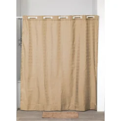 RIDEAU DE DOUCHE POLYESTER OEILLETS INTEGRES 180X200CM CAMEL