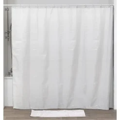 RIDEAU DE DOUCHE 240X200CM ANNEAUX BLANC