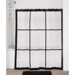 RIDEAU DE DOUCHE 180X180CM TRANSPARENT IMPRIME NEO RETRO