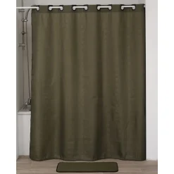 RIDEAU DOUCHE OEILLETS INTEGRES 180X200CM KAKI NOIR