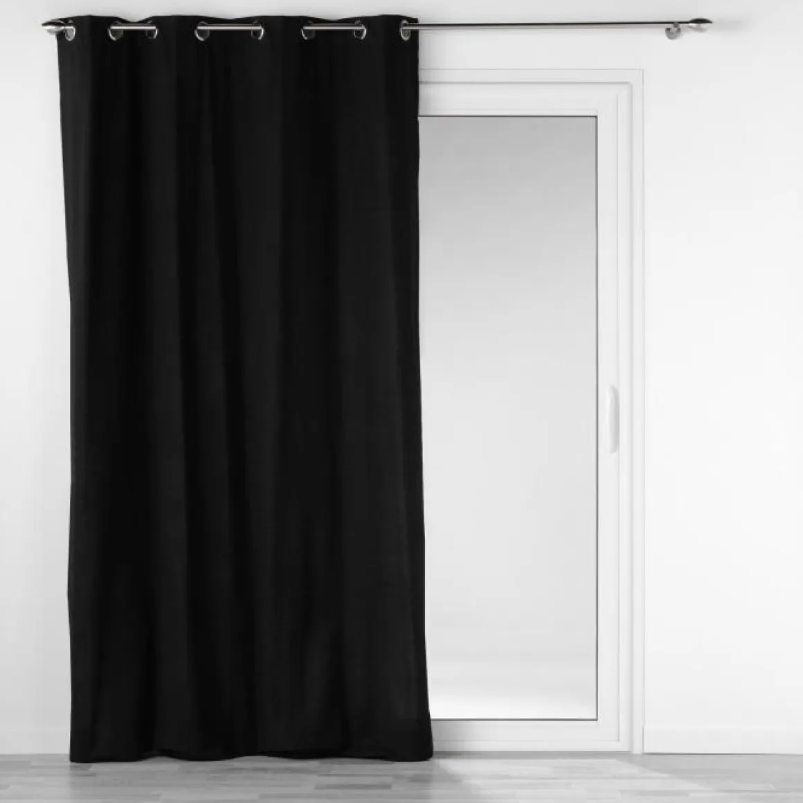 RIDEAU OEILLETS 140X240CM COTON UNI MISTRALINE NOIR