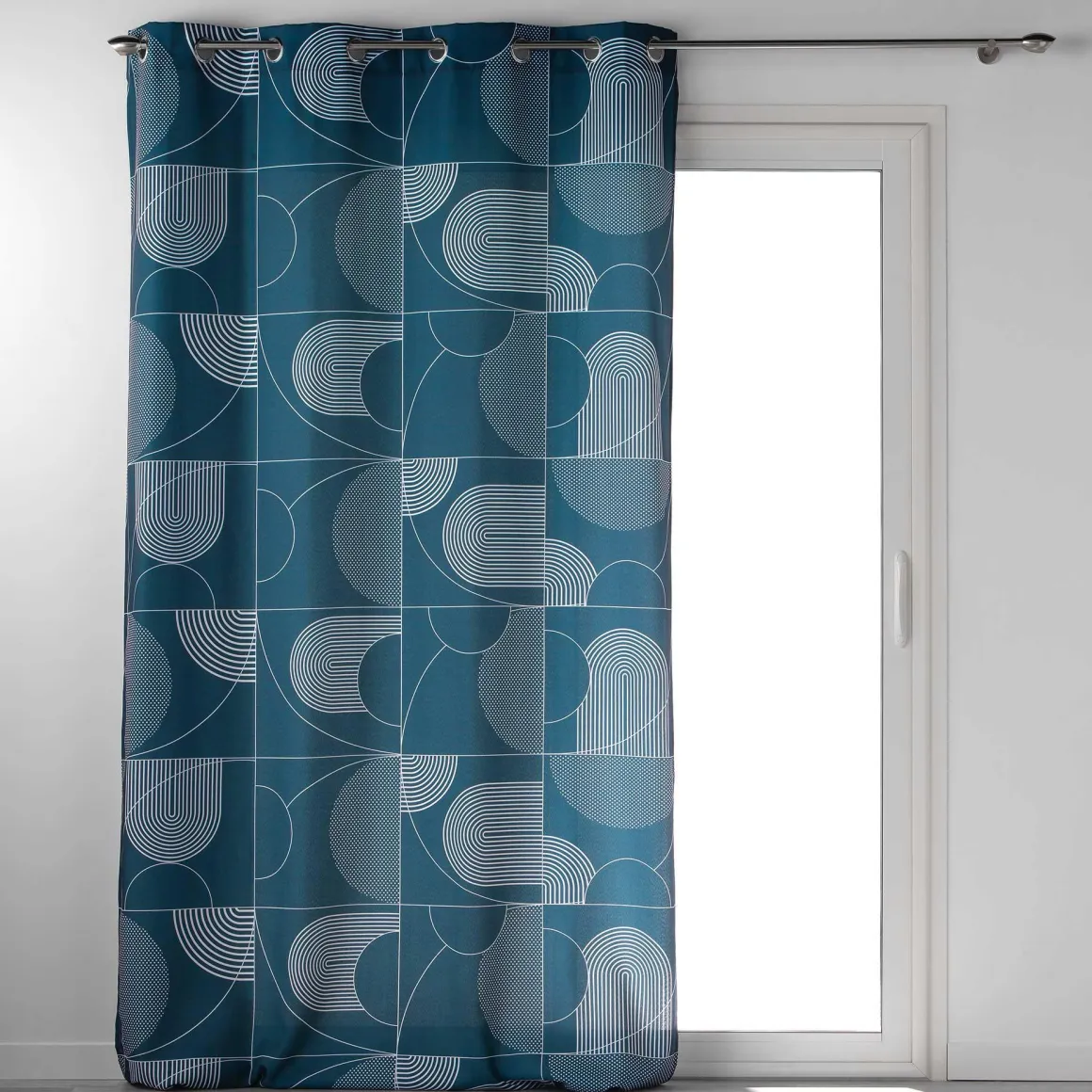 RIDEAU OEILLETS 140X260CM ESQUISSE BLEU
